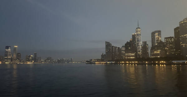 Leaving Manhattan at sunrise